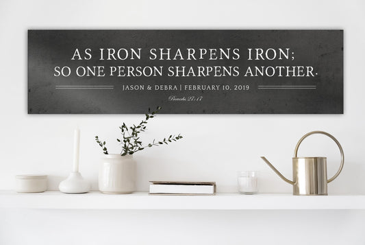 Iron Sharpens Iron Sign, Personalized Family Name Sign - HoneycombProverbs - Signs - Christian Wall Art