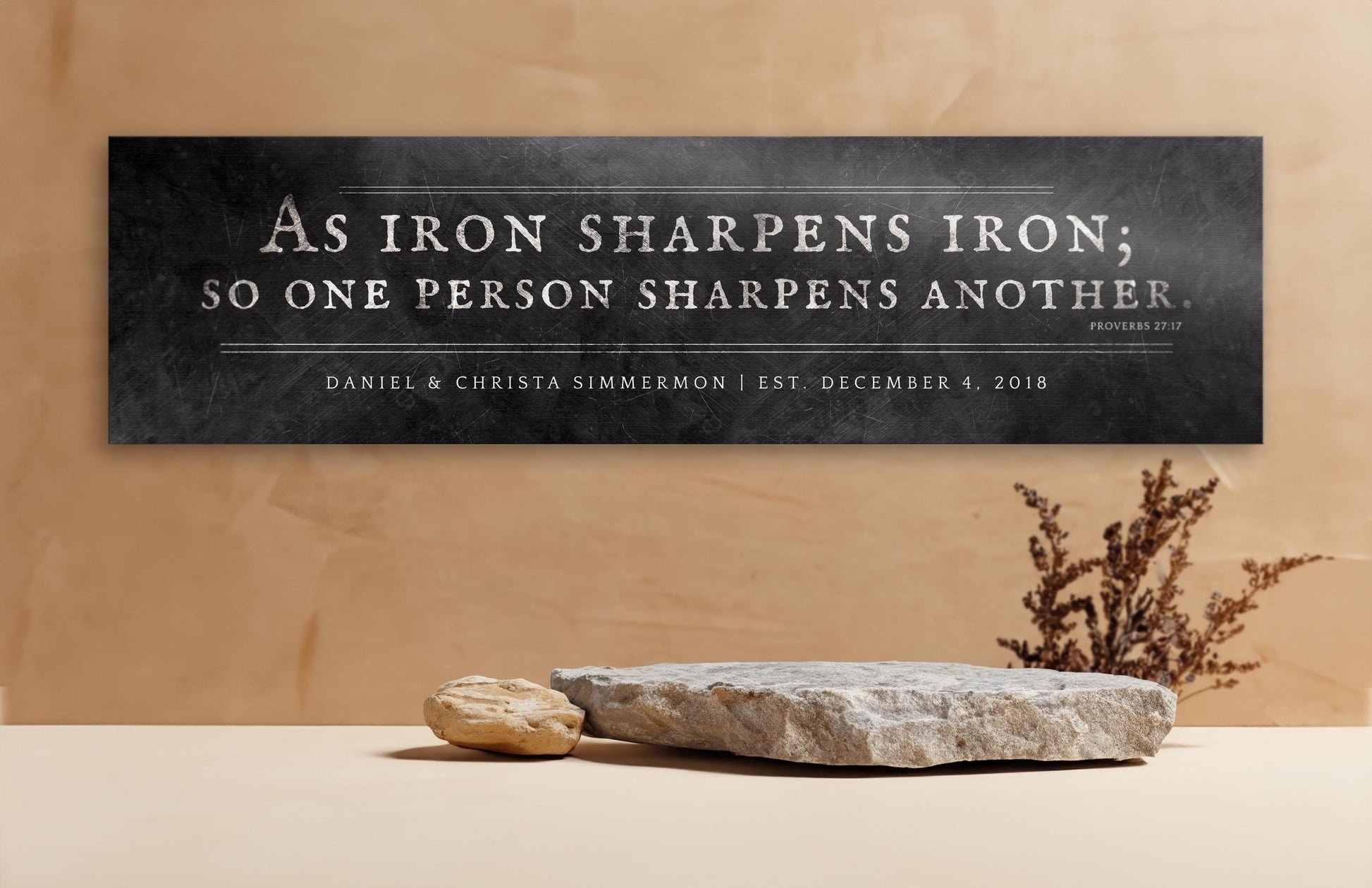 Iron Sharpens Iron Sign Iron Anniversary Gift - HoneycombProverbs - Signs - Christian Wall Art