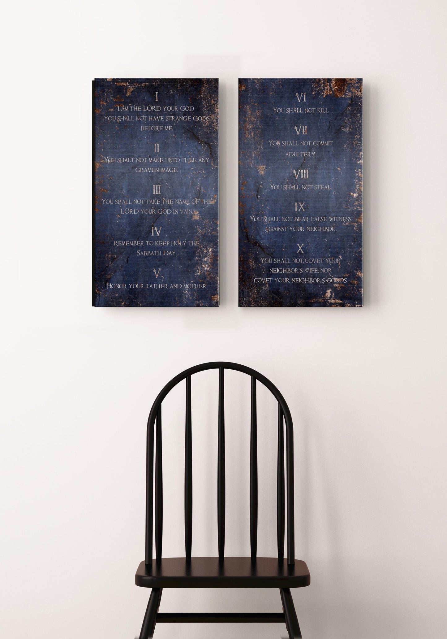 Saphire-Stone Inspired, Ten Commandments Metal Tablets - HoneycombProverbs - Wall Hangings - Christian Wall Art