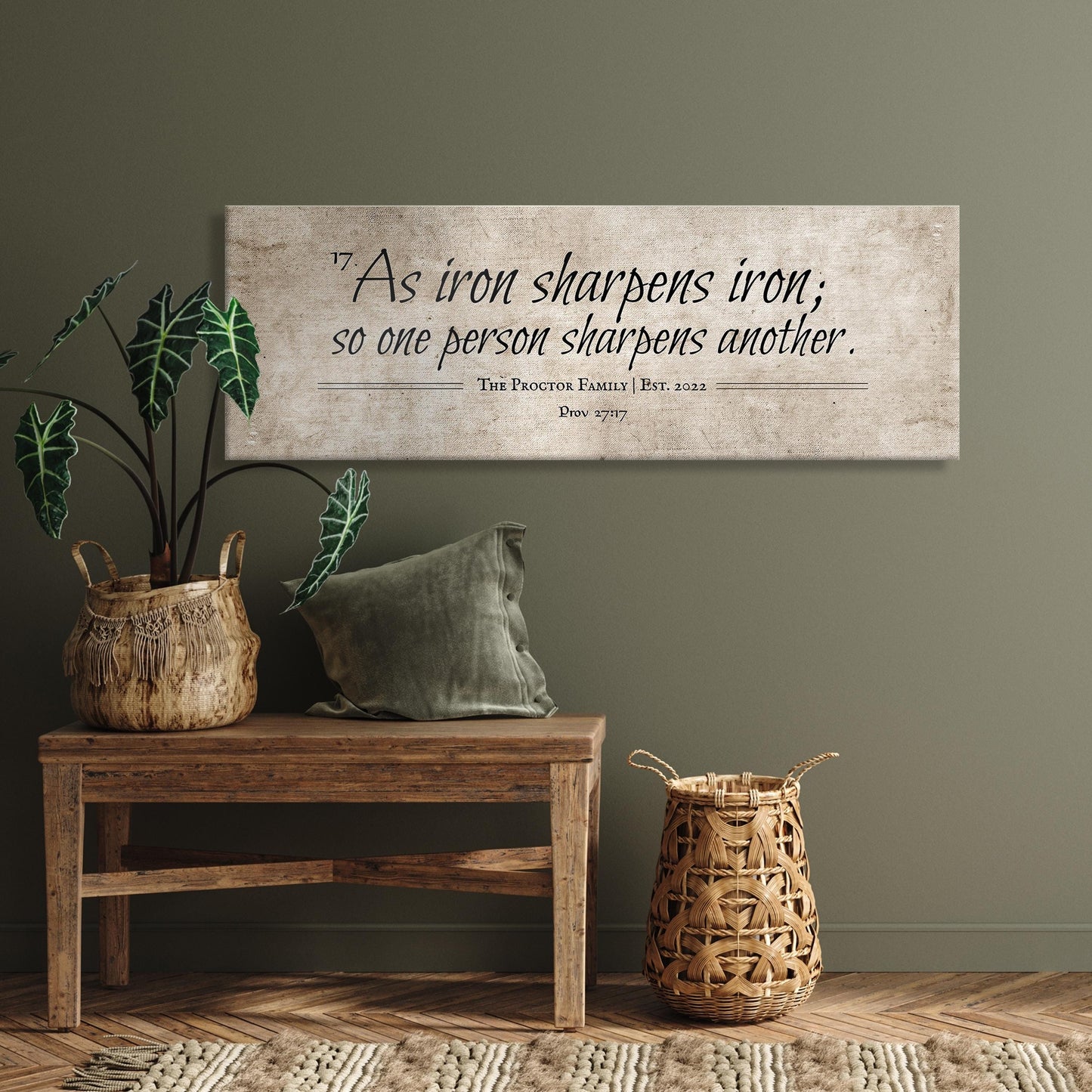 Cotton Iron sharpens Iron Wall Art, Men Anniversary Gift - HoneycombProverbs - Giclée - 2nd Year Cotton Art