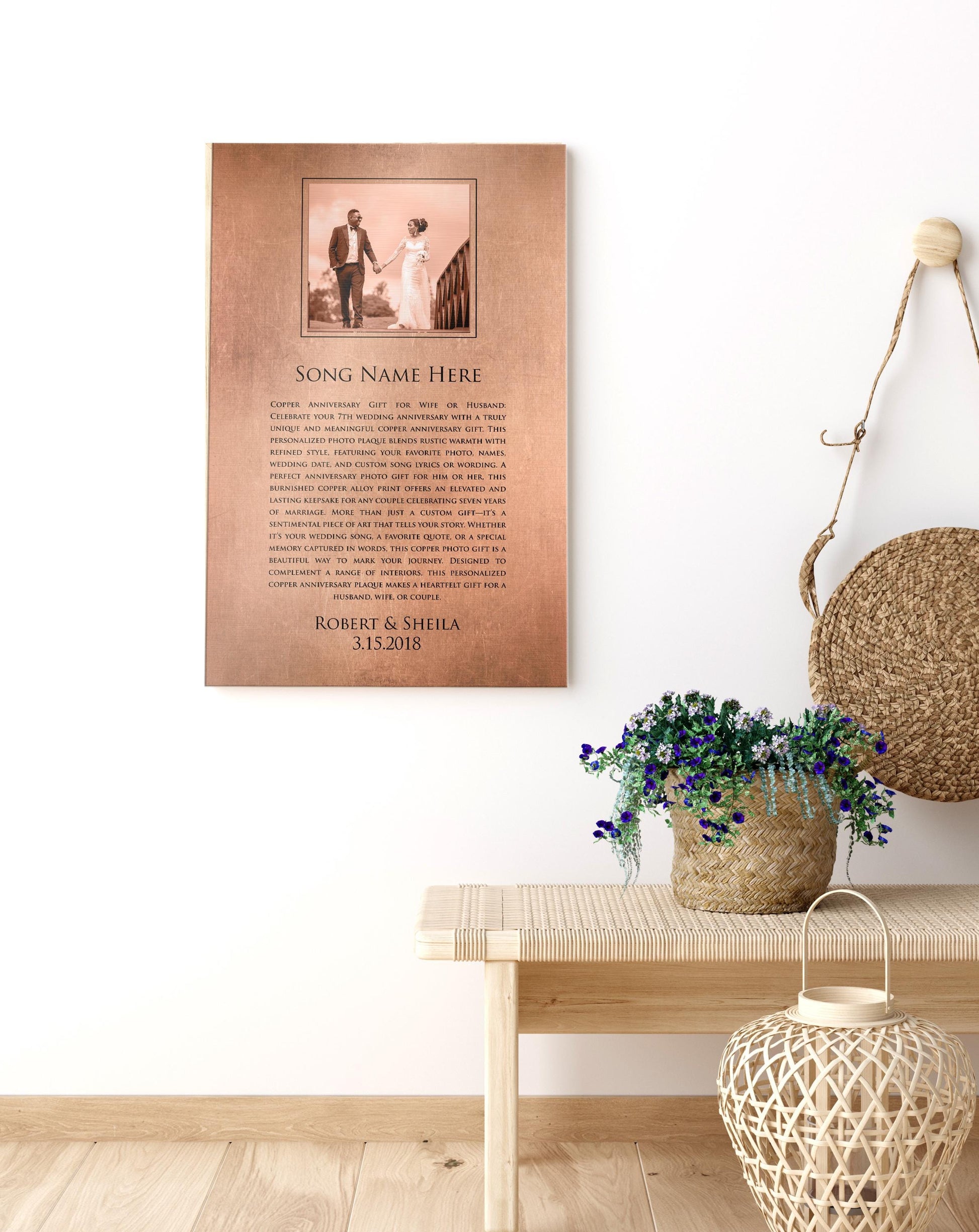 Personalized Copper Photo Gift with Song - HoneycombProverbs - Signs - Copper Anniversary Gifts