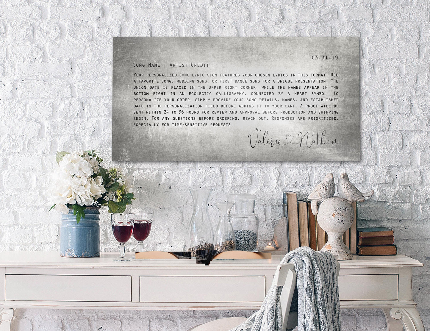 Love Song Lyric Sign on Tin - HoneycombProverbs - Signs - Vintage Lyrics Wall Art