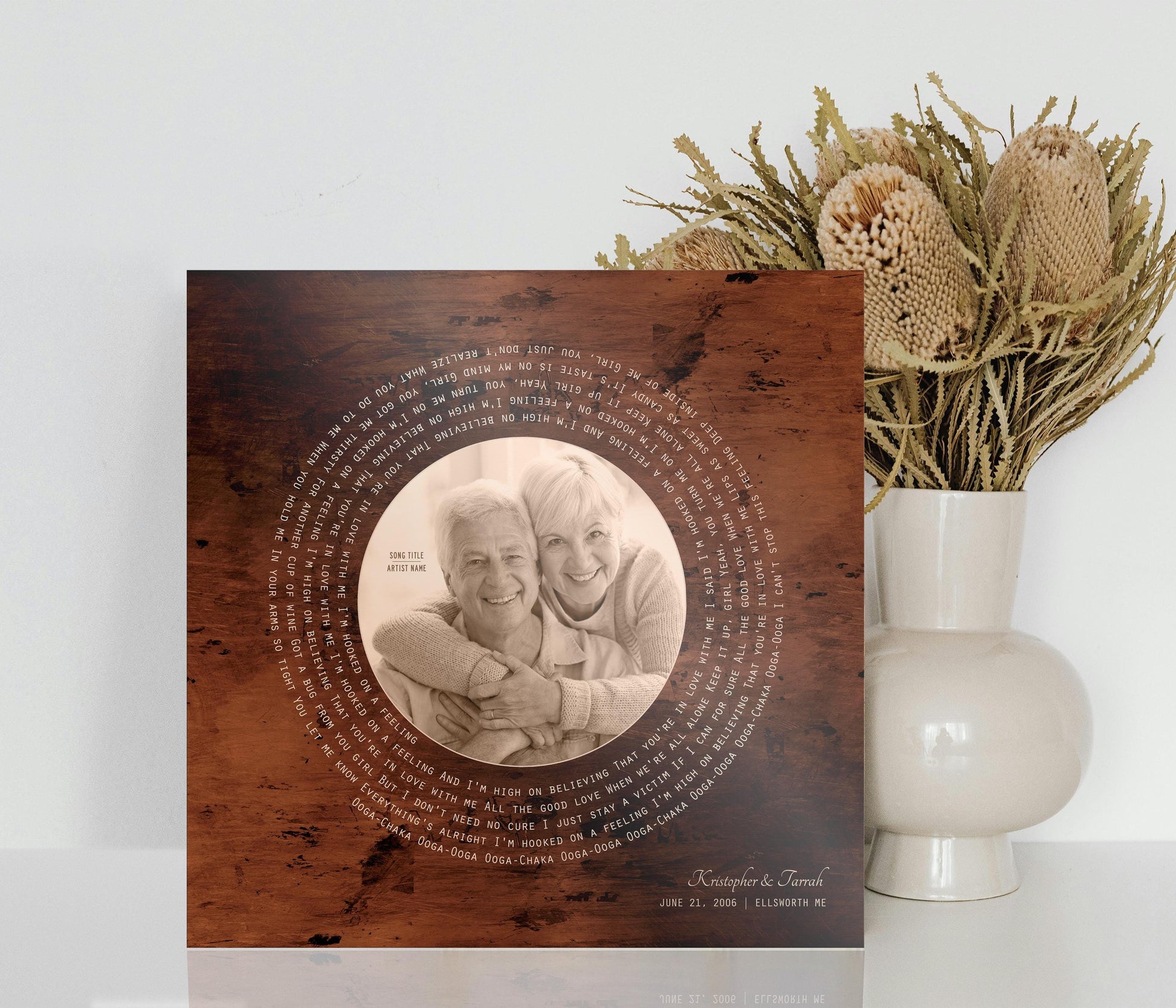 Burnished Bronze LP Record Song and Photo Art - HoneycombProverbs - Signs - Bronze Anniversary Gifts