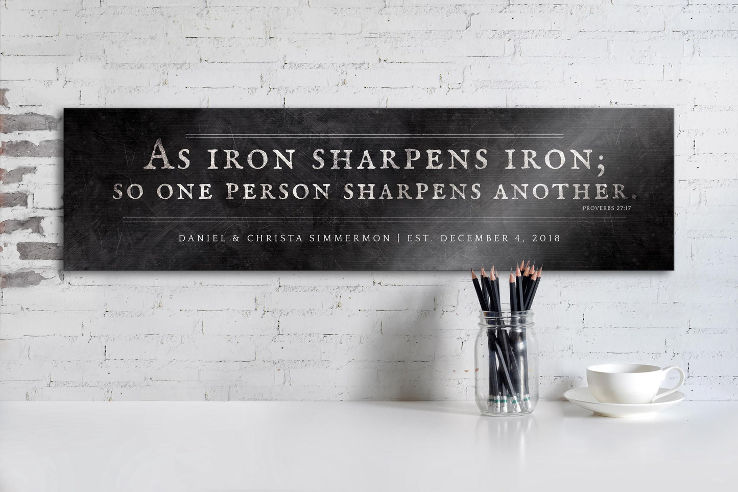 Iron Sharpens Iron Sign Iron Anniversary Gift - HoneycombProverbs - Signs - Christian Wall Art
