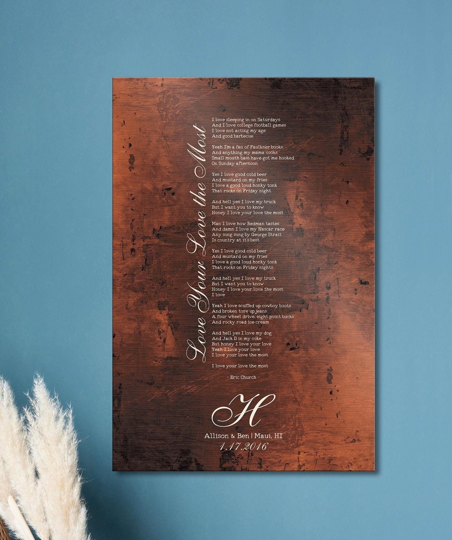 Burnished Bronze Song Lyric Sign - HoneycombProverbs - Signs - Bronze Anniversary Gifts