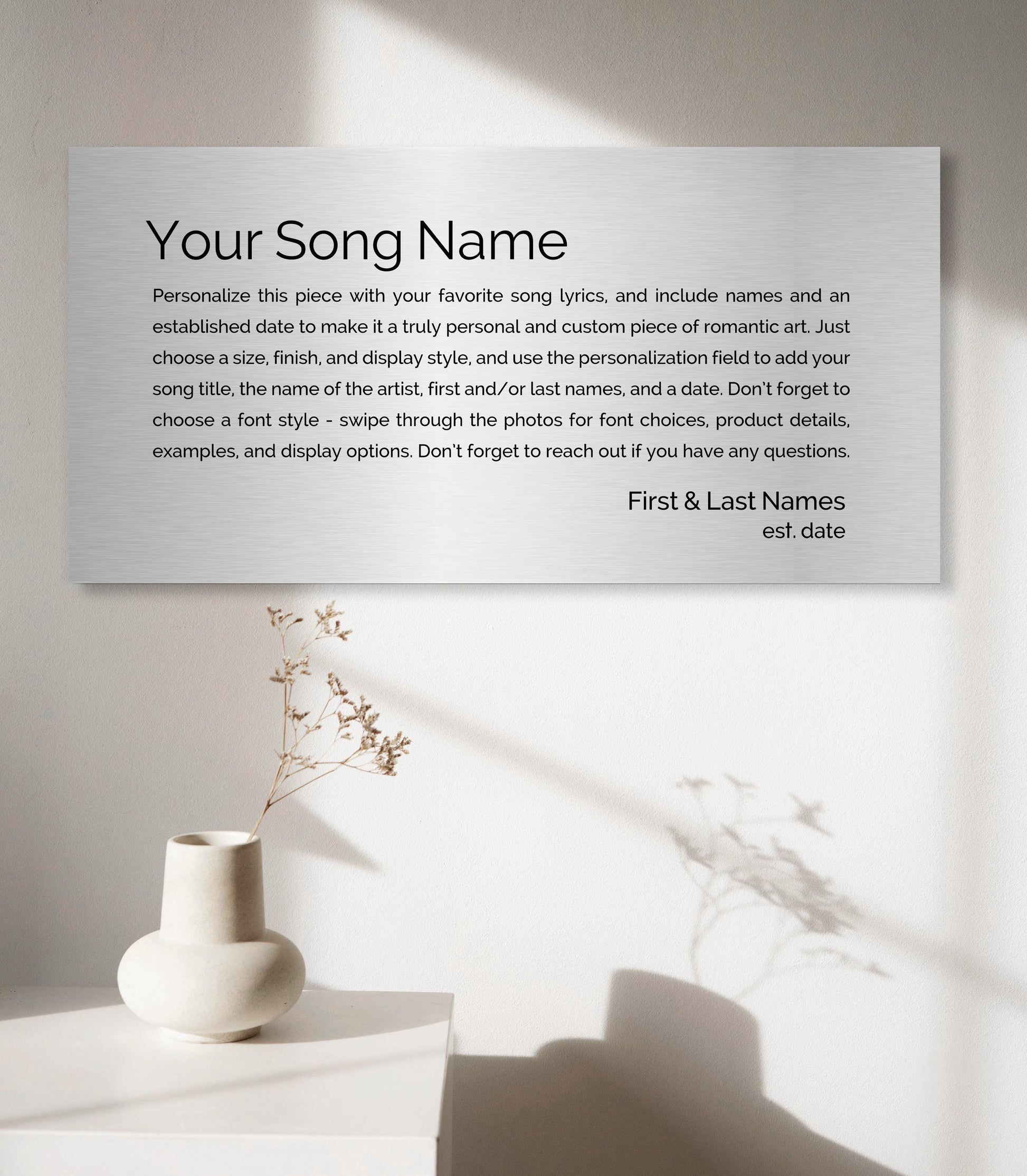 Custom Song Lyrics Metal Sign: 10th Anniversary Tin Gift, Personalized Wall Art - HoneycombProverbs - Signs - Modern Lyrics Wall Decor