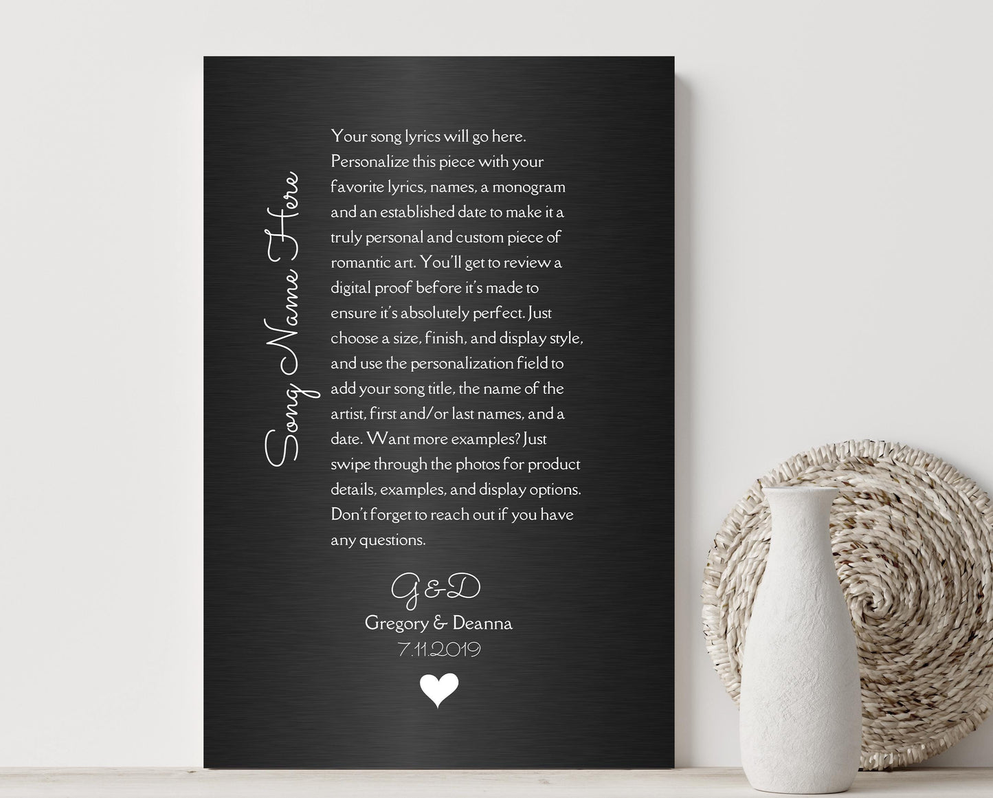 Custom Song Plaque, Tin 10th Anniversary Gift, Personalized lyrics wall decor, Aluminum Gifts - HoneycombProverbs - Signs - Modern Lyrics Wall Decor