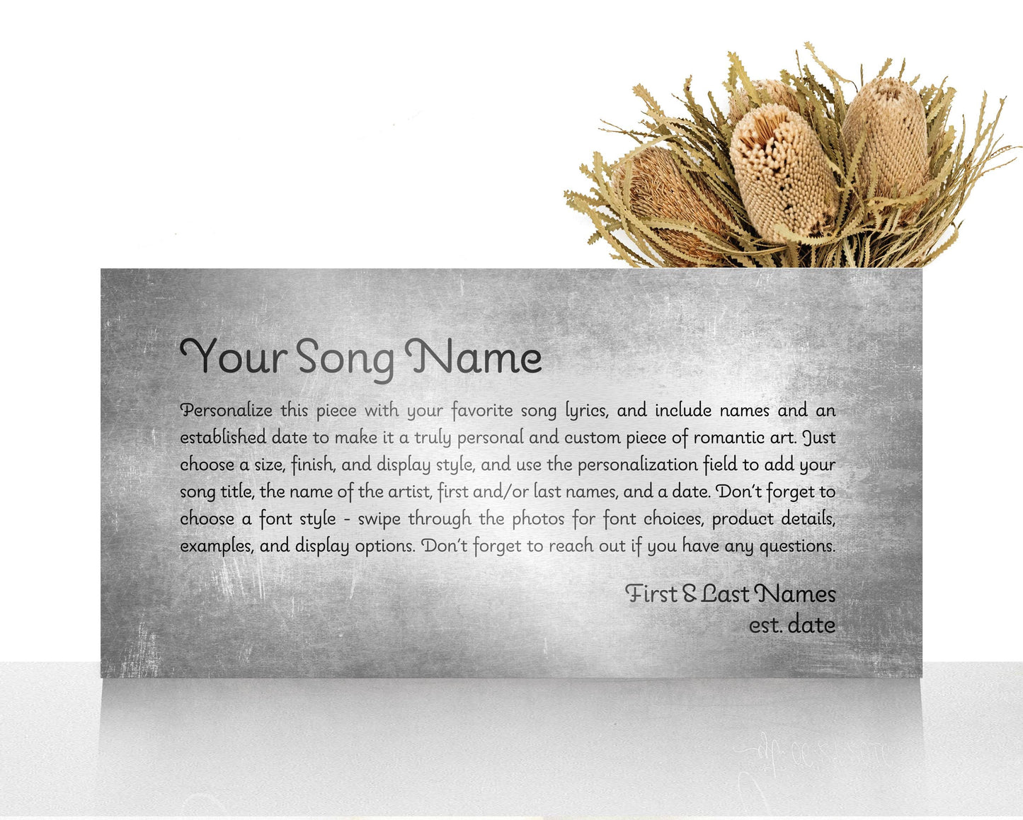 Custom Song Lyrics Metal Sign: 10th Anniversary Tin Gift, Personalized Wall Art - HoneycombProverbs - Signs - Modern Lyrics Wall Decor