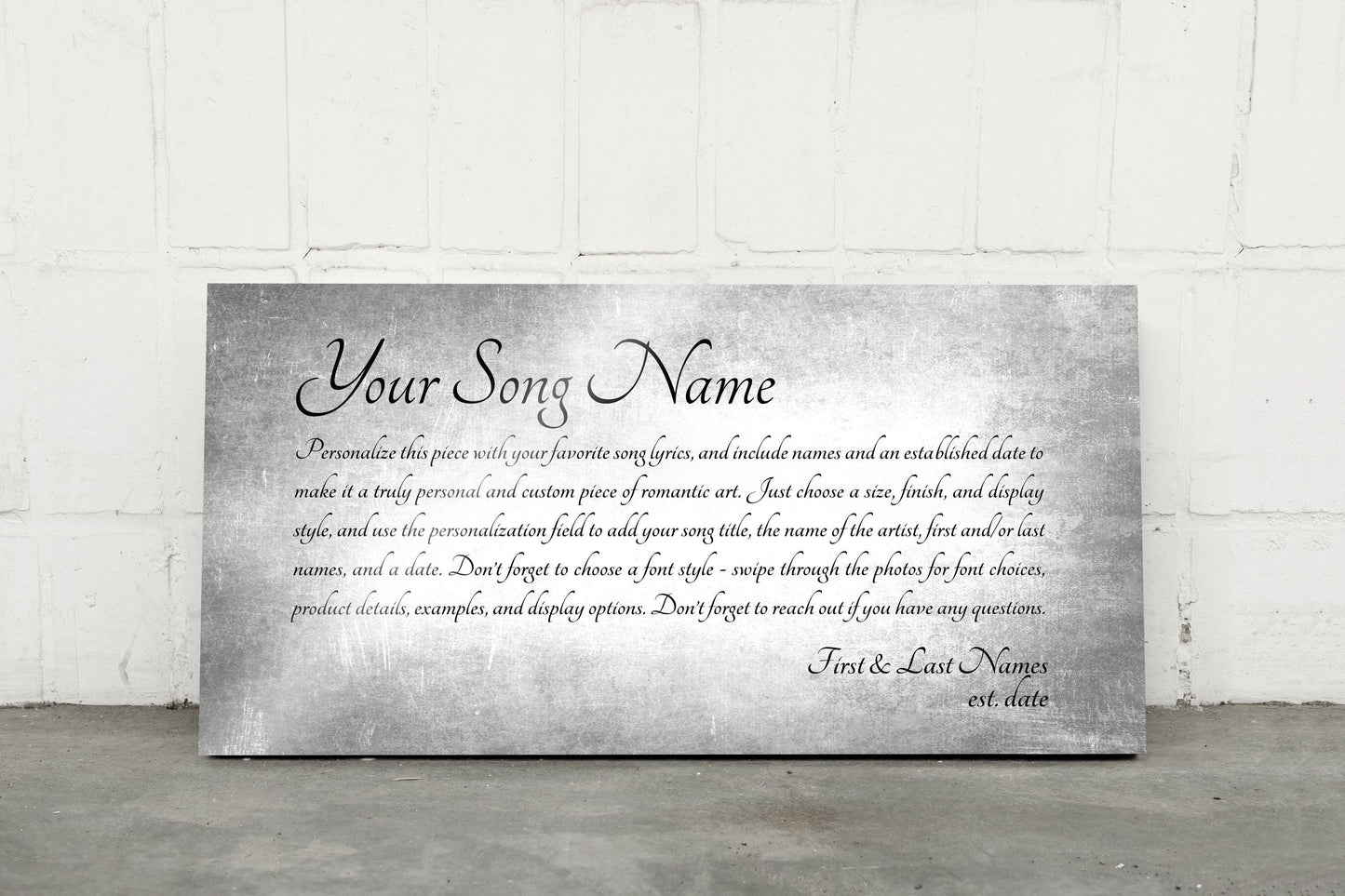 Custom Song Lyrics Metal Sign: 10th Anniversary Tin Gift, Personalized Wall Art - HoneycombProverbs - Signs - Modern Lyrics Wall Decor