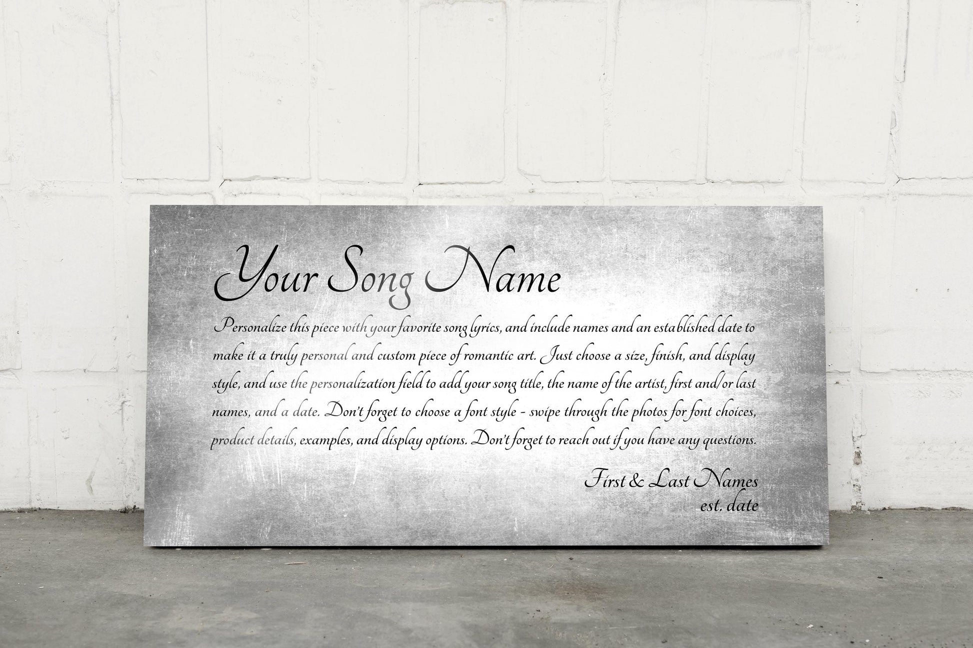 Custom Song Lyrics Metal Sign: 10th Anniversary Tin Gift, Personalized Wall Art - HoneycombProverbs - Signs - Modern Lyrics Wall Decor
