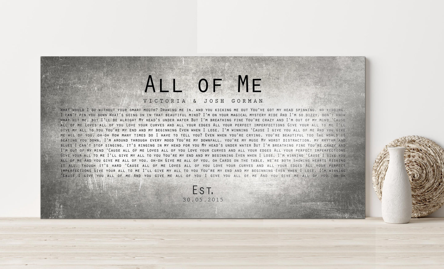 Custom Song Lyric Metal Art: 10th Anniversary Tin Gift - HoneycombProverbs - Signs - Modern Lyrics Wall Decor