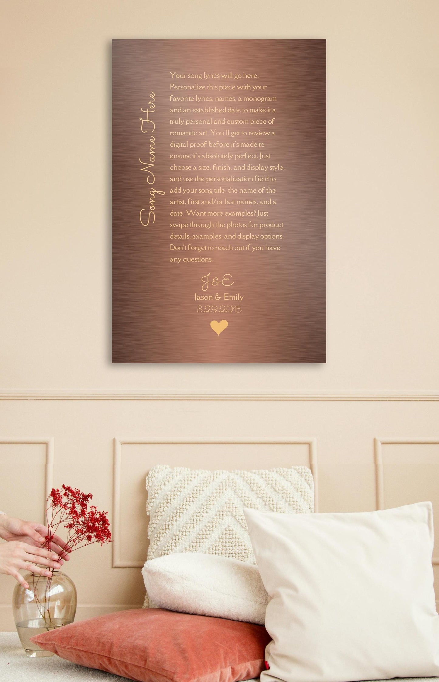 Custom Song Plaque, Tin 10th Anniversary Gift, Personalized lyrics wall decor, Aluminum Gifts - HoneycombProverbs - Signs - Modern Lyrics Wall Decor