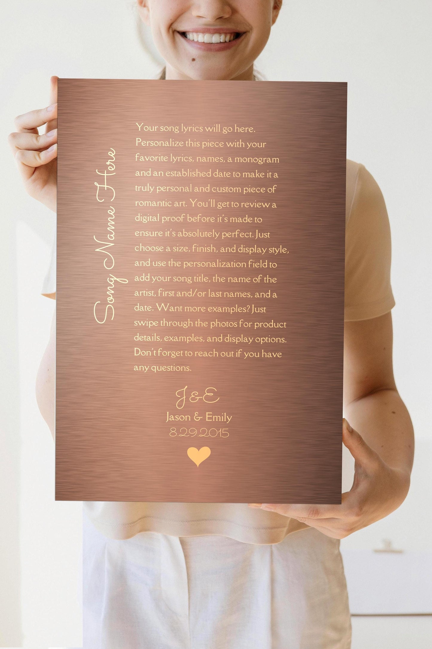 Custom Song Plaque, Tin 10th Anniversary Gift, Personalized lyrics wall decor, Aluminum Gifts - HoneycombProverbs - Signs - Modern Lyrics Wall Decor
