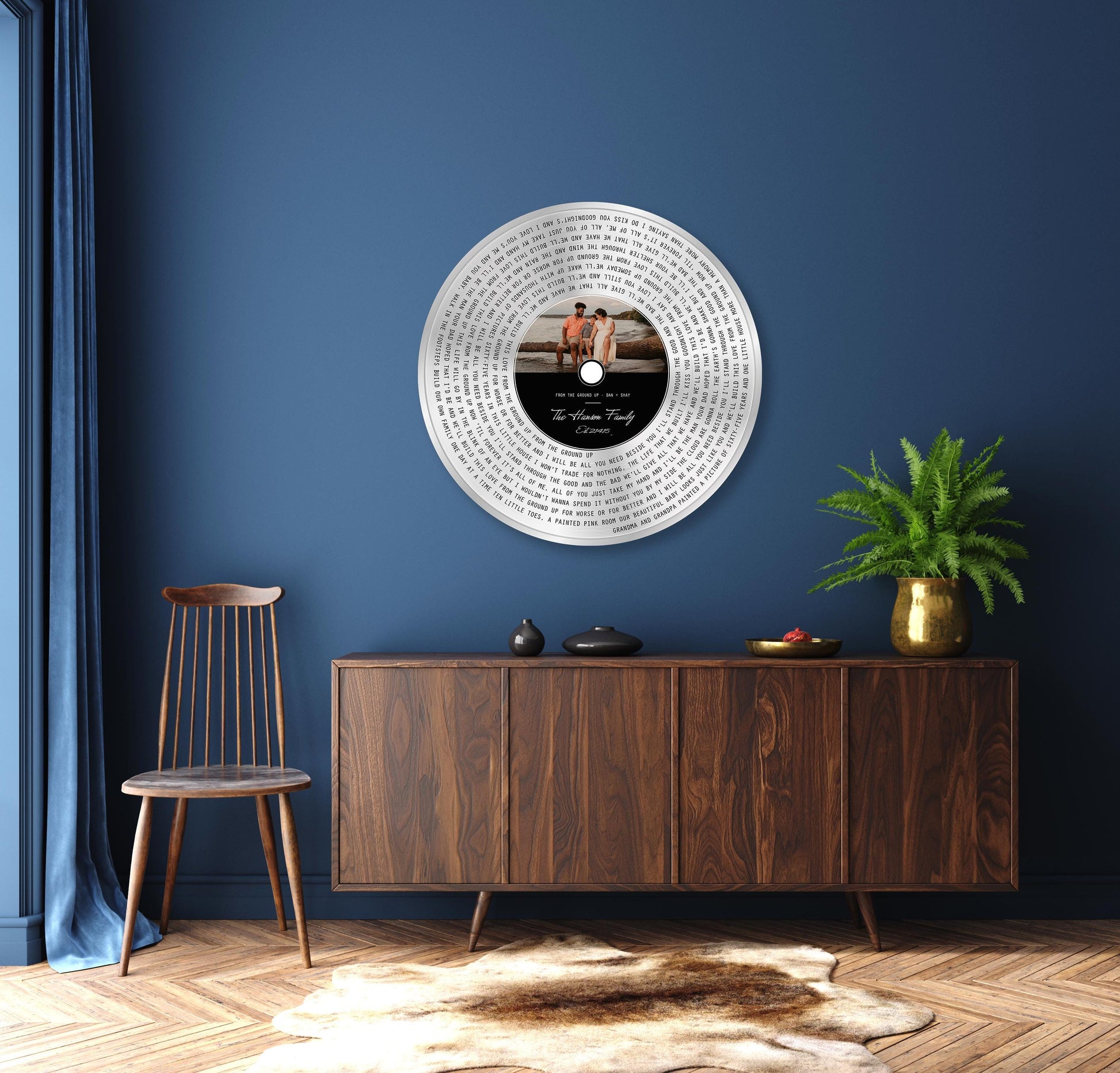 Custom Round Song Lyrics Record: Photo Gift, First Dance, Tin Wedding Anniversary Plaque, 10 Years - HoneycombProverbs - Signs - Record Album Lyrics Art