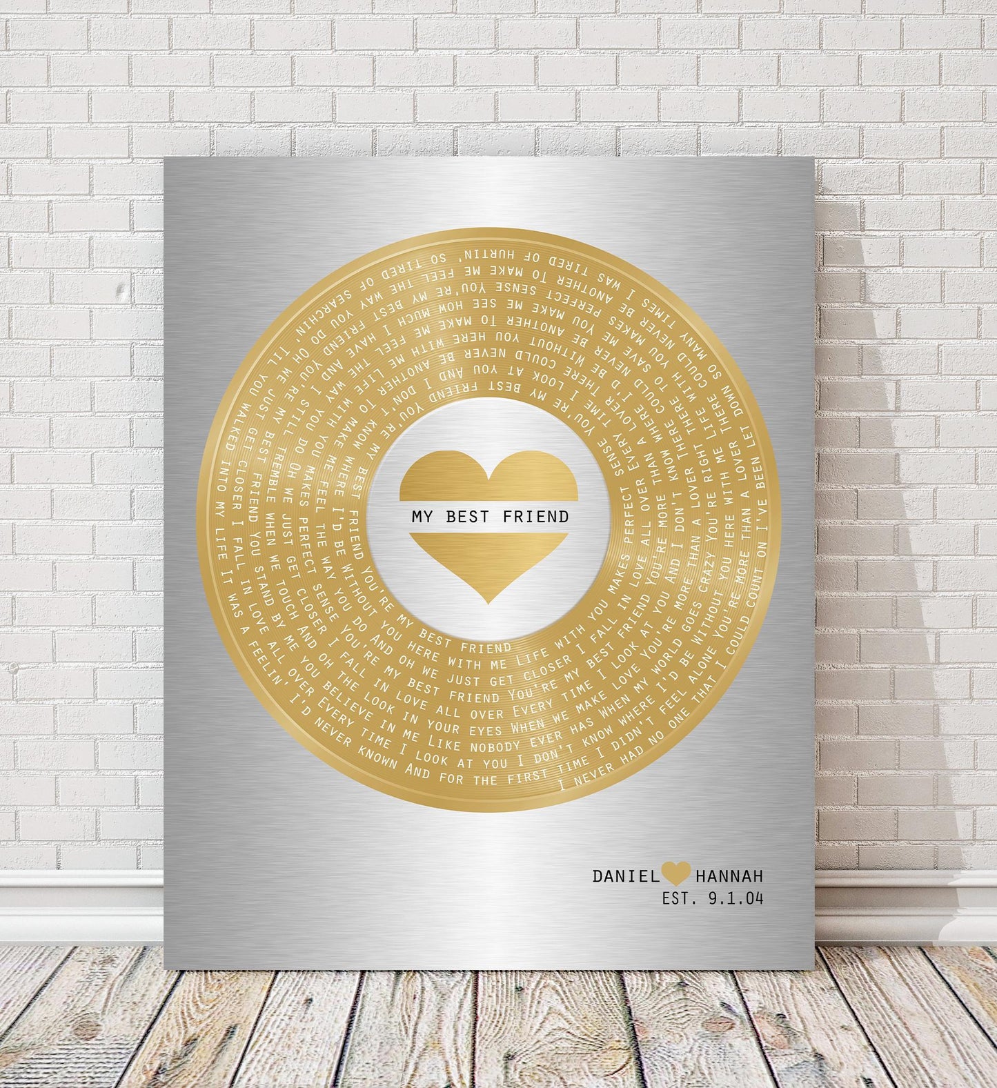 21st Anniversary Gift, Our First Dance Record, Brass Anniversary Wall Decor, Wedding Song Plaque - HoneycombProverbs - Signs - 21st Year Brass Gifts