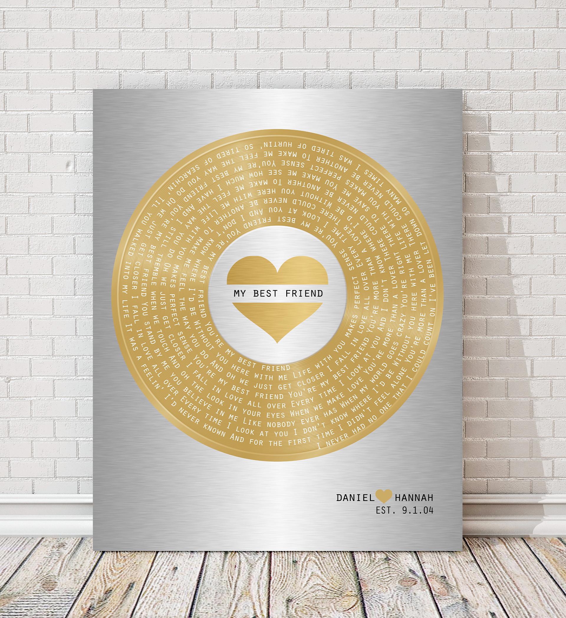 21st Anniversary Gift, Our First Dance Record, Brass Anniversary Wall Decor, Wedding Song Plaque - HoneycombProverbs - Signs - 21st Year Brass Gifts