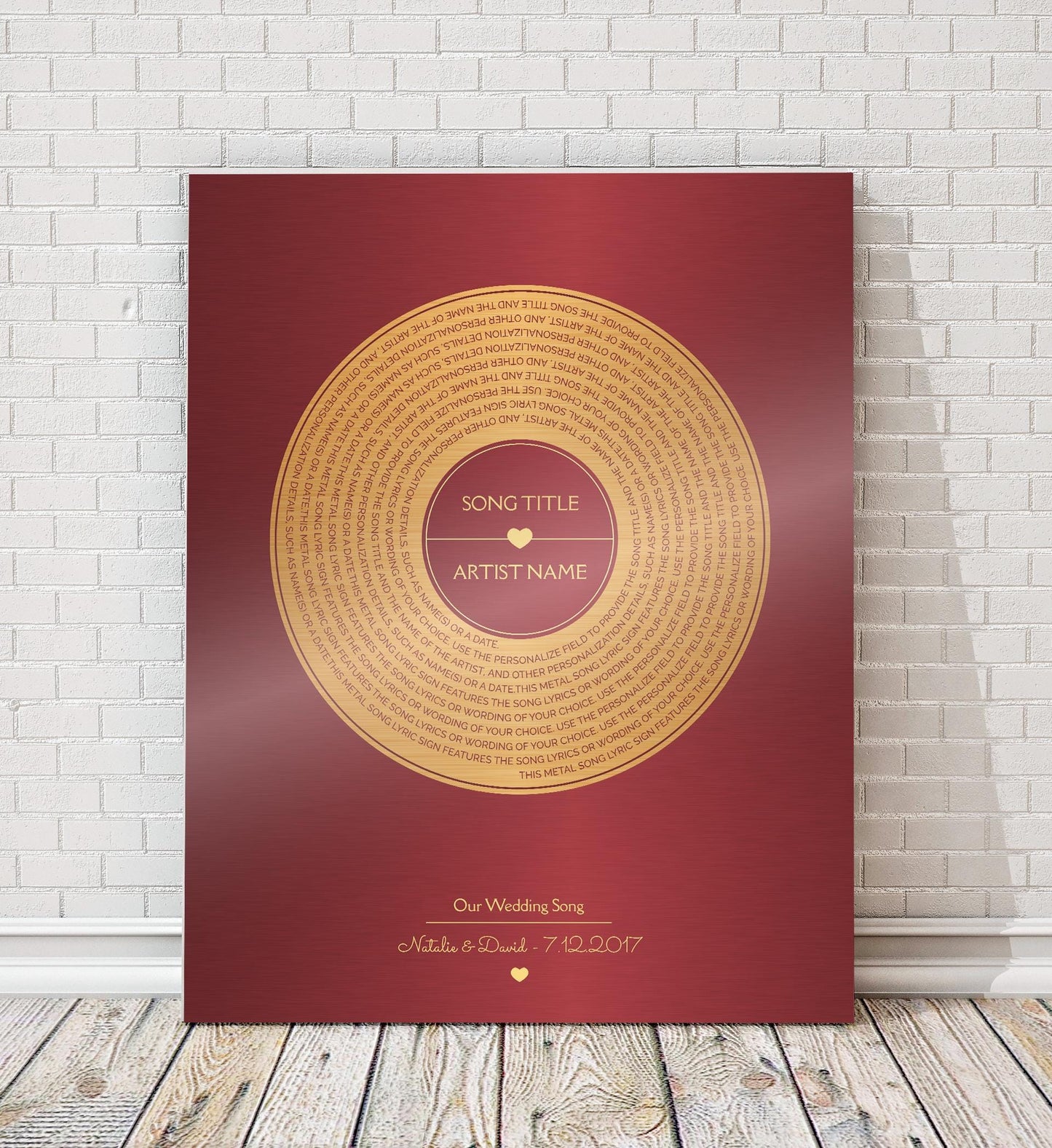 Personalized Bronze Anniversary Metal Record Sign: First Dance Lyrics - HoneycombProverbs - Signs - Vintage Lyrics Wall Art