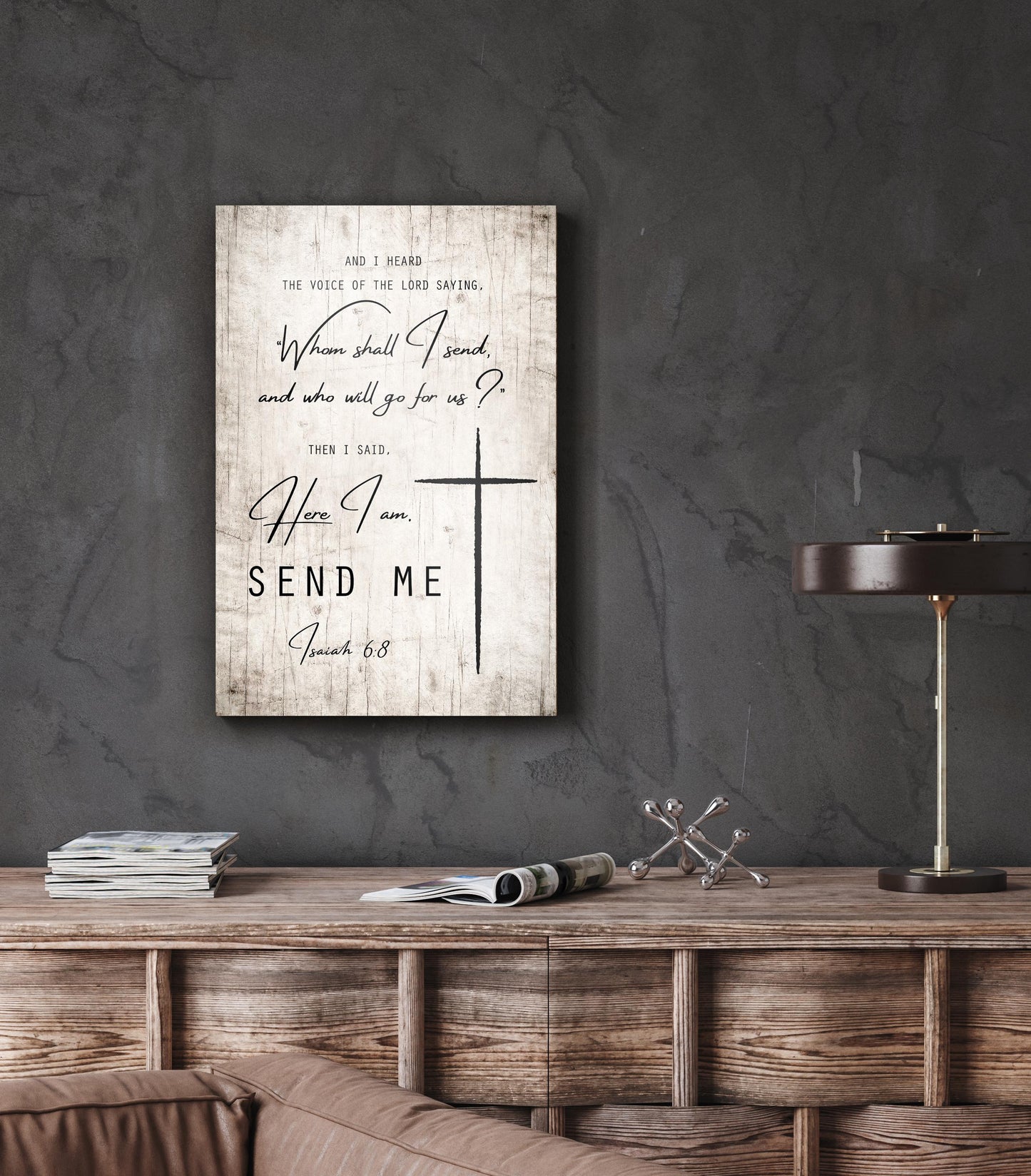 Rustic Wood Bible Verse Plaque: Send Me Lord, Personalized Christian Wall Art - HoneycombProverbs - Signs - Luxury Corporate Gifts