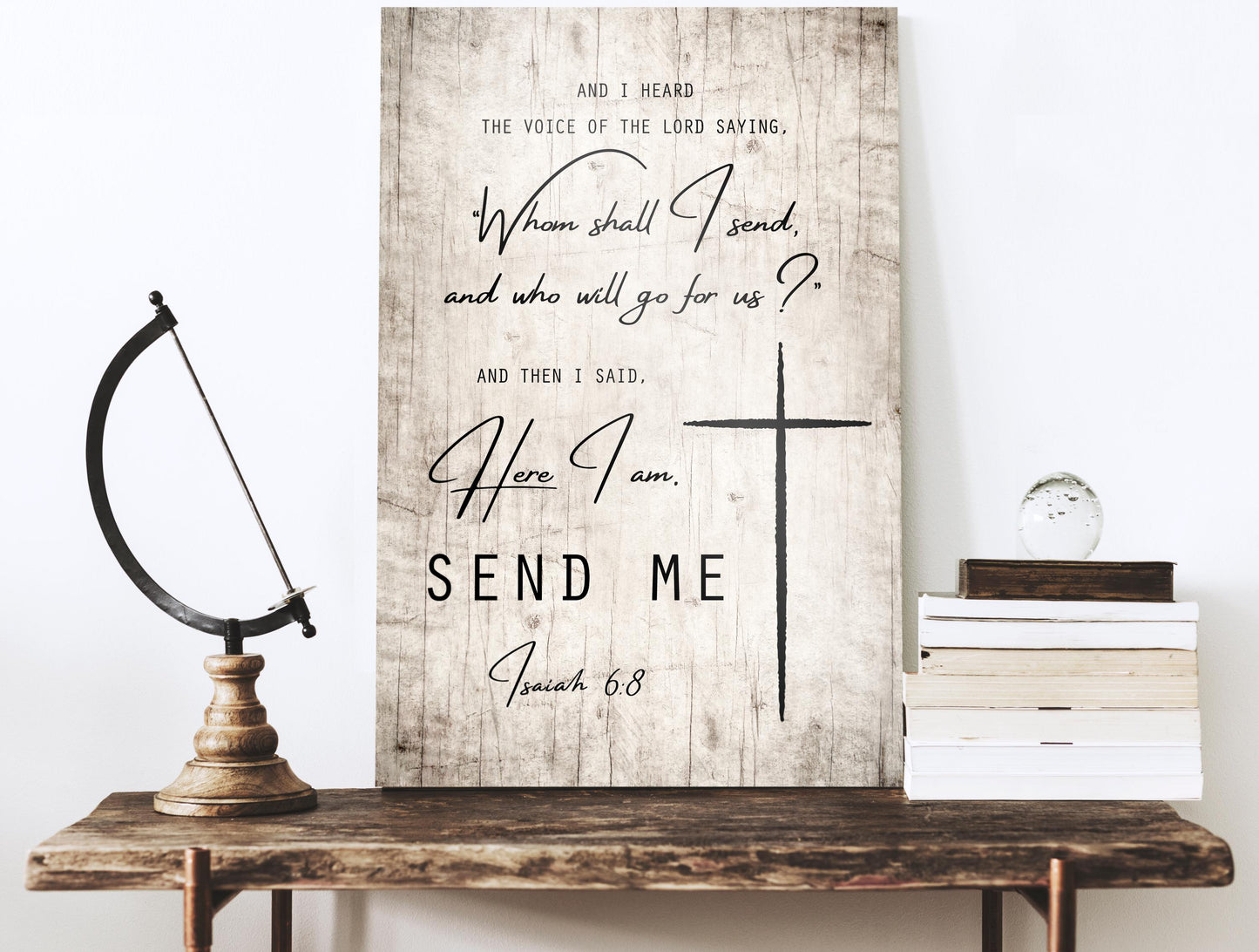 Rustic Wood Bible Verse Plaque: Send Me Lord, Personalized Christian Wall Art - HoneycombProverbs - Signs - Luxury Corporate Gifts