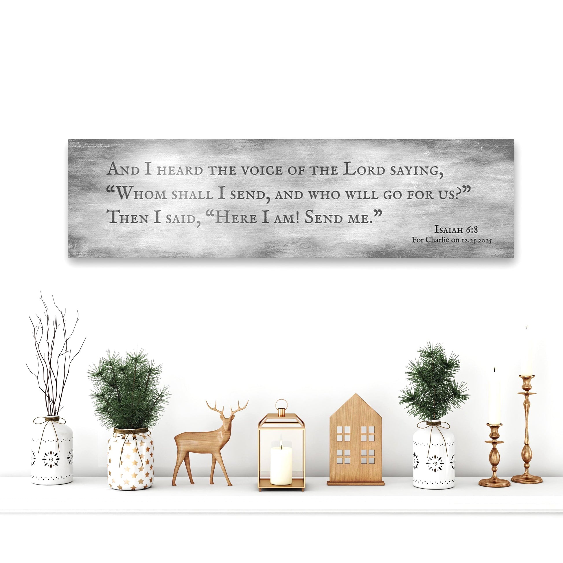 Personalized Isaiah 6:8 Tarnished Metal Sign- Here I Am Send Me - Christian Plaque - Religious Gift - HoneycombProverbs - Signs - Luxury Corporate Gifts