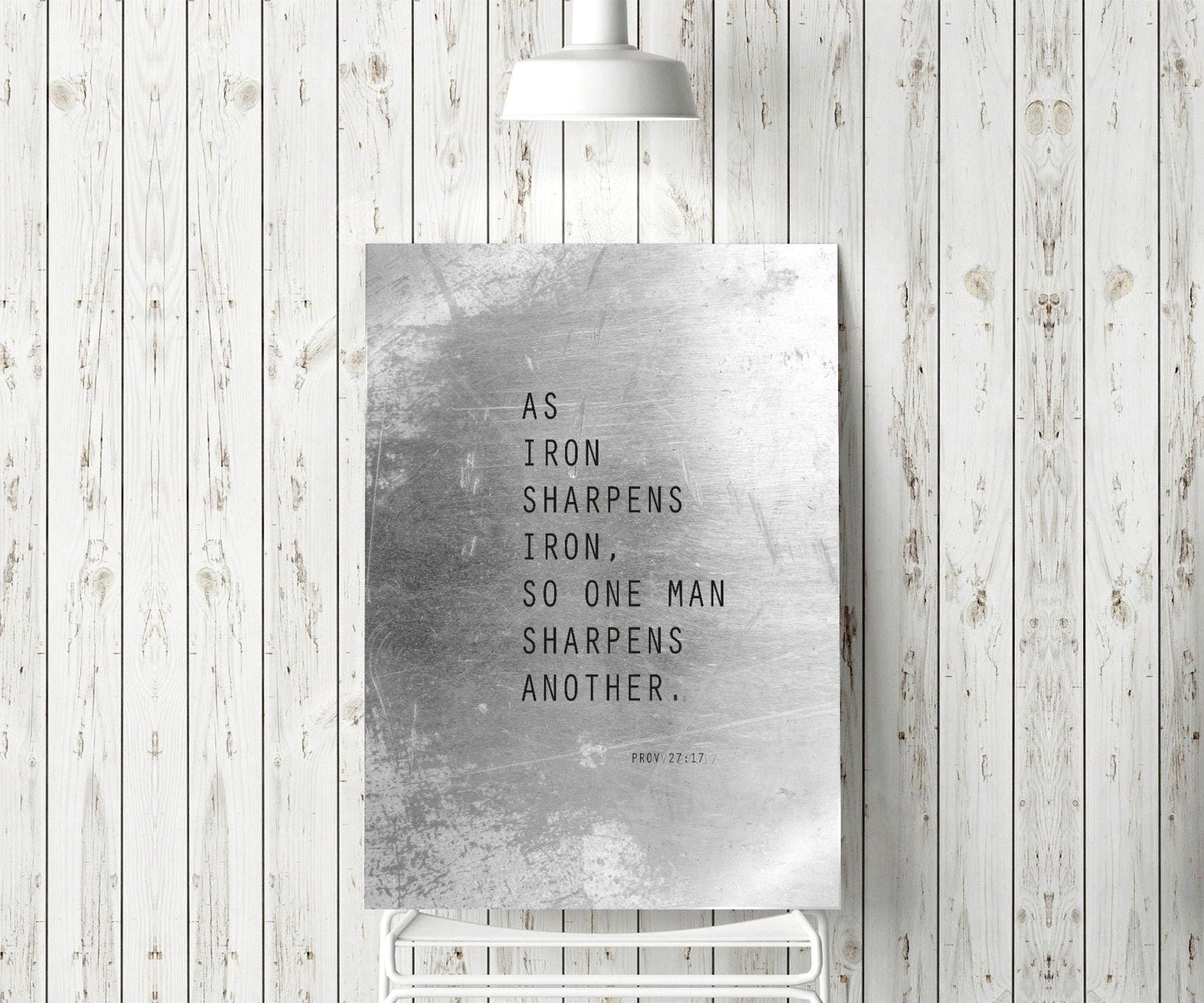 Proverbs 27:17 Grunge Metal Print Sign - HoneycombProverbs - Signs - Christian Wall Art