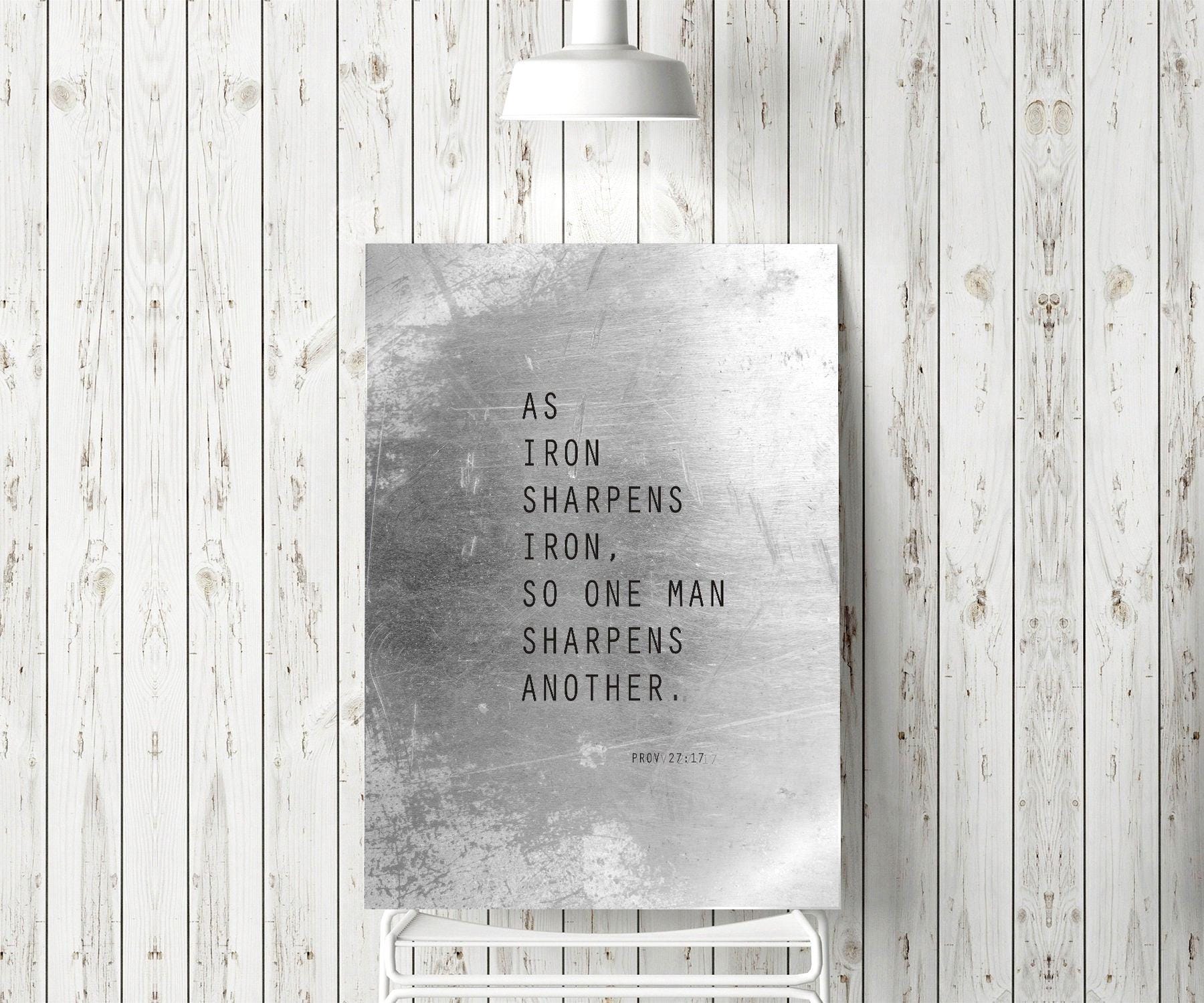 Proverbs 27:17 Grunge Metal Print Sign - HoneycombProverbs - Signs - Christian Wall Art