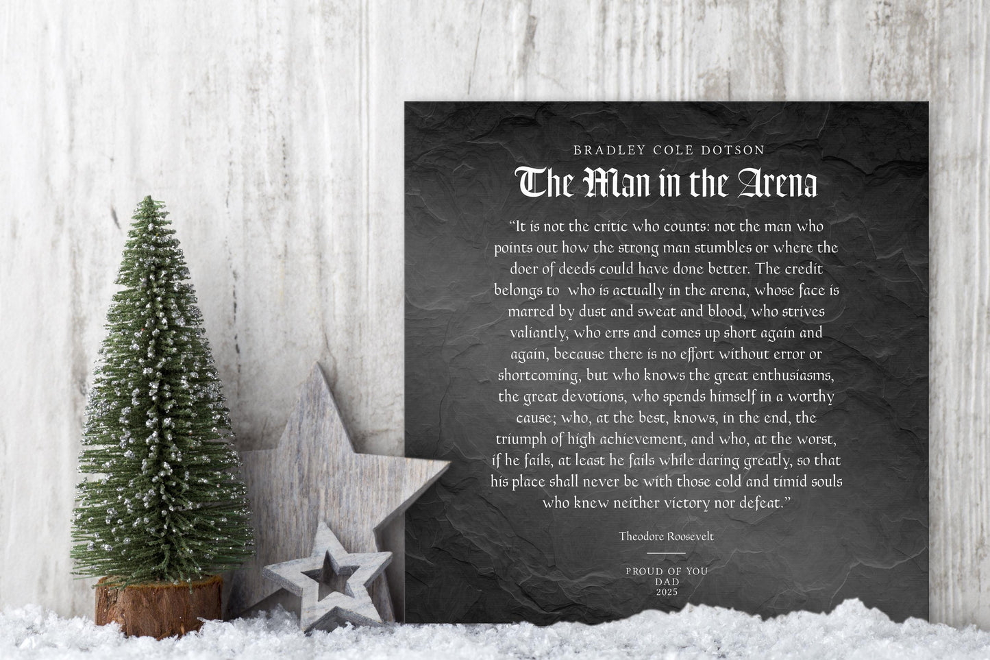 Personalized Man in the Arena Metal Plaque: Office Employee Gifts, Luxury Corporate Gifts, Dad Gift - HoneycombProverbs - Signs - Luxury Corporate Gifts