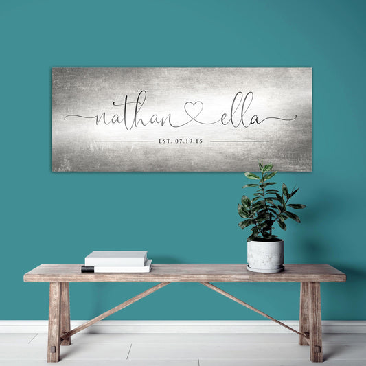Rustic Heart Name Sign on Tin - HoneycombProverbs - Signs - Tin Anniversary Gifts