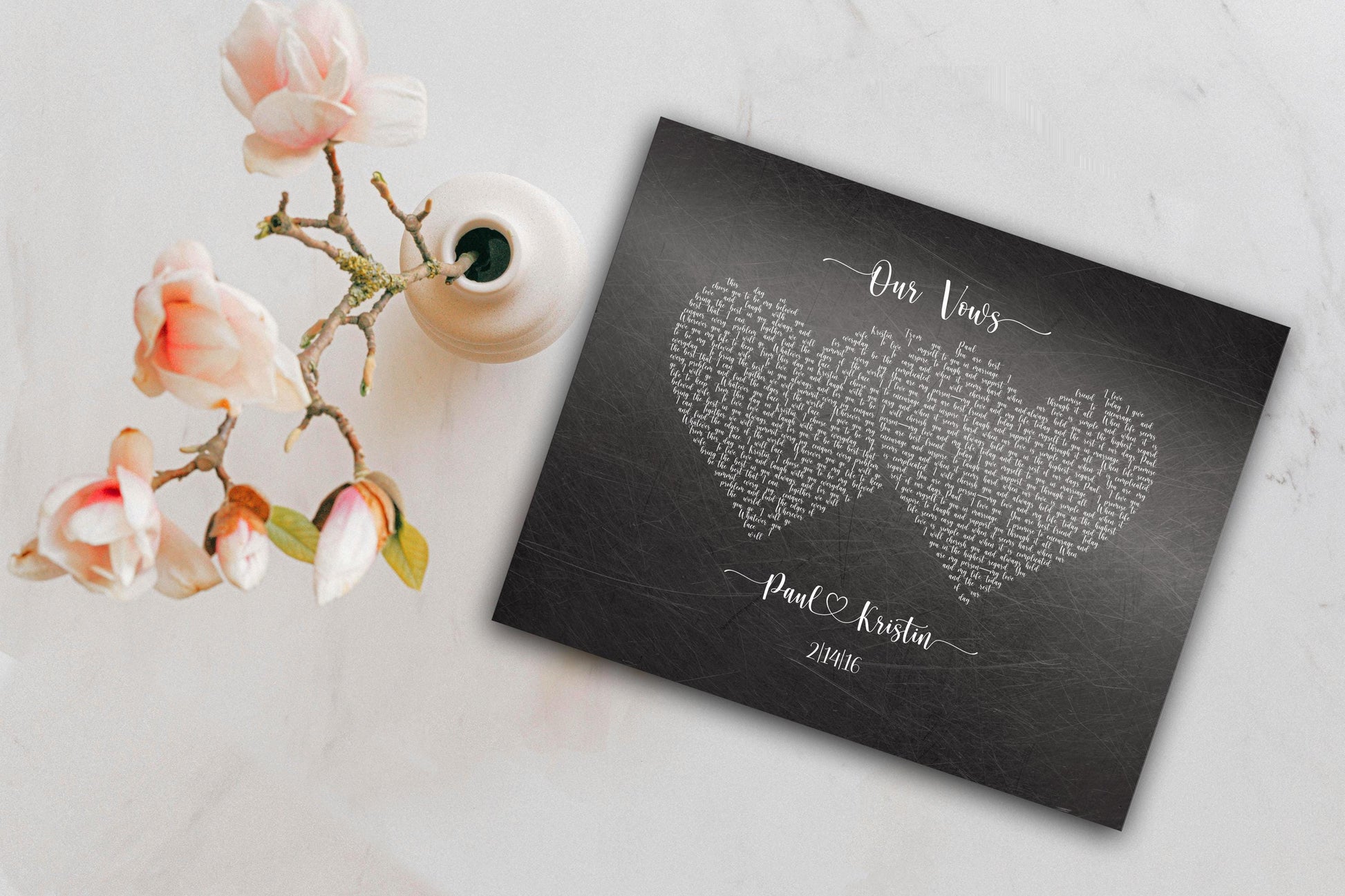 His and Her Hearts Wedding Vow Sign - HoneycombProverbs - Signs - Tin Anniversary Gifts