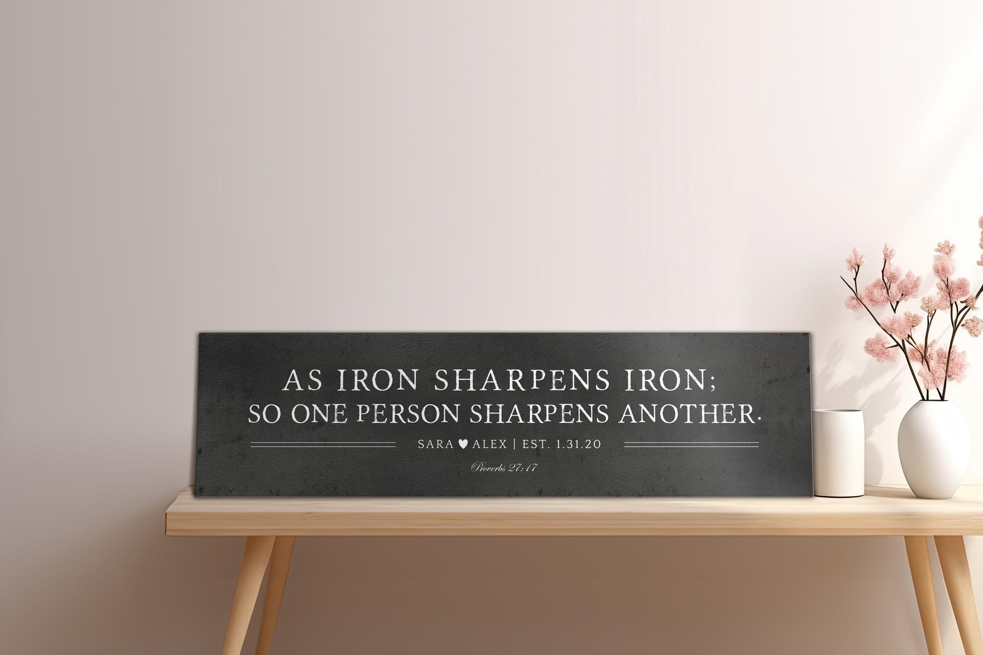 Iron Anniversary Gift, Iron Sharpens Iron Sign - HoneycombProverbs - Signs - Christian Wall Art