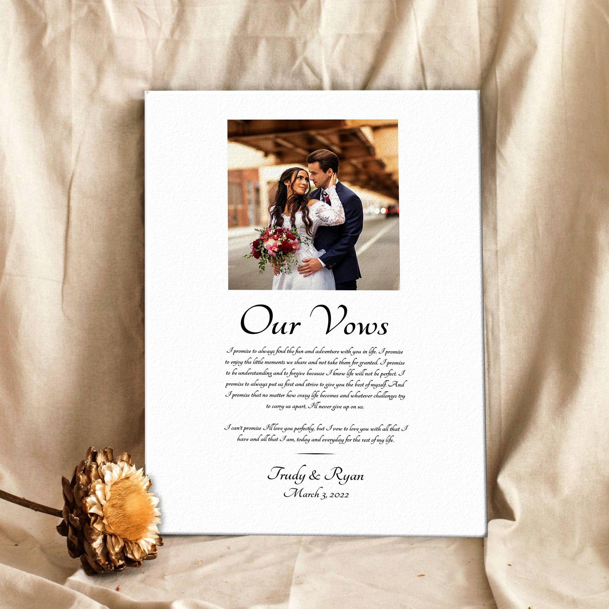 Our Vows: Photo Cotton Canvas Decor - HoneycombProverbs - Giclée - Wedding Vow Wall Art