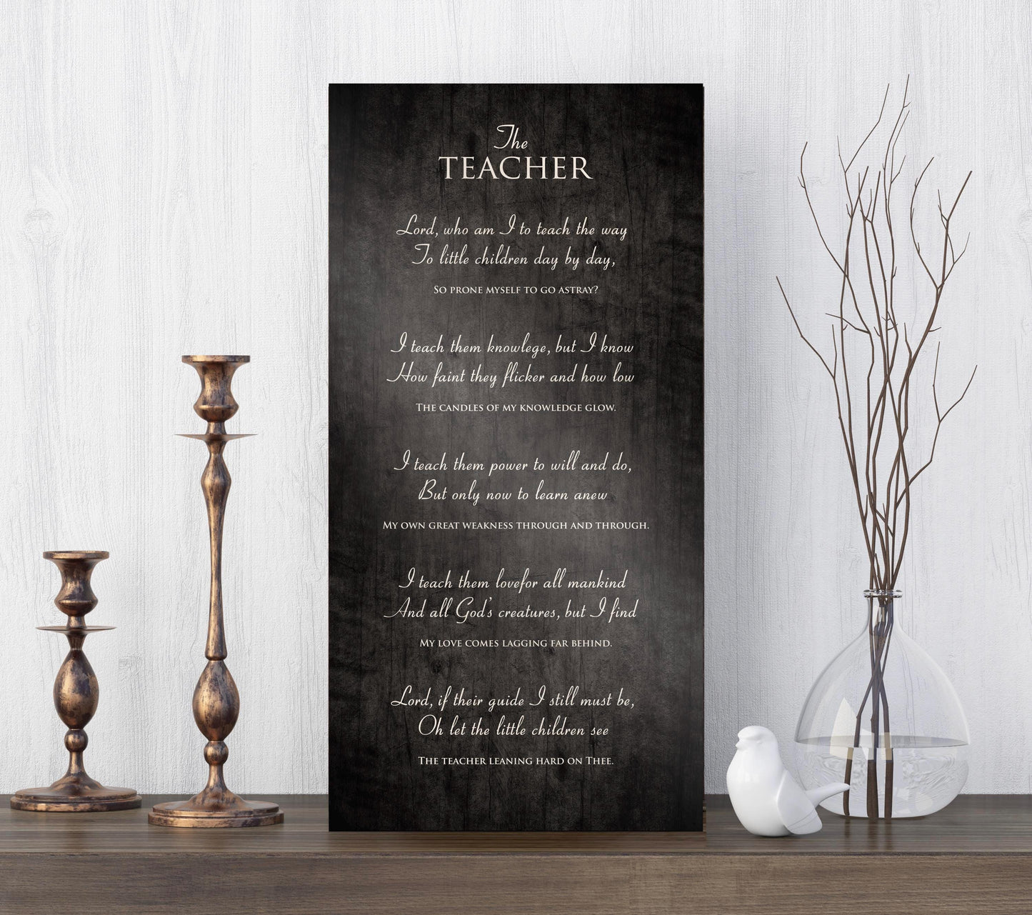 The Teacher, Rustic Poem on Wood - HoneycombProverbs - Signs - Christian Wall Art