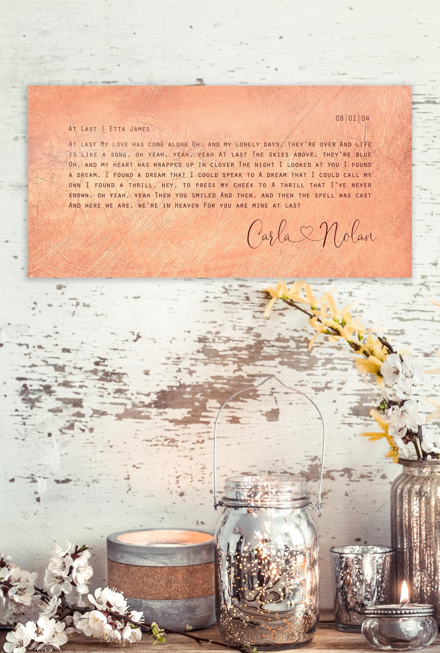 Copper First Dance Lyrics Sign for Couples: 7th, 22nd Anniversary Art - HoneycombProverbs - Signs - Copper Anniversary Gifts
