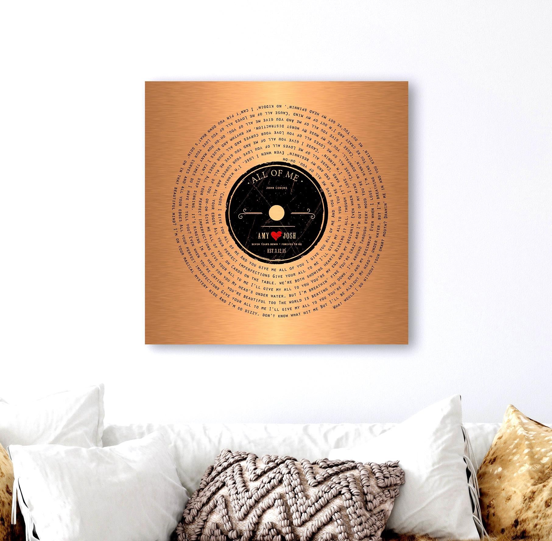 Seven Years Down LP Record Art - HoneycombProverbs - Signs - Copper Anniversary Gifts