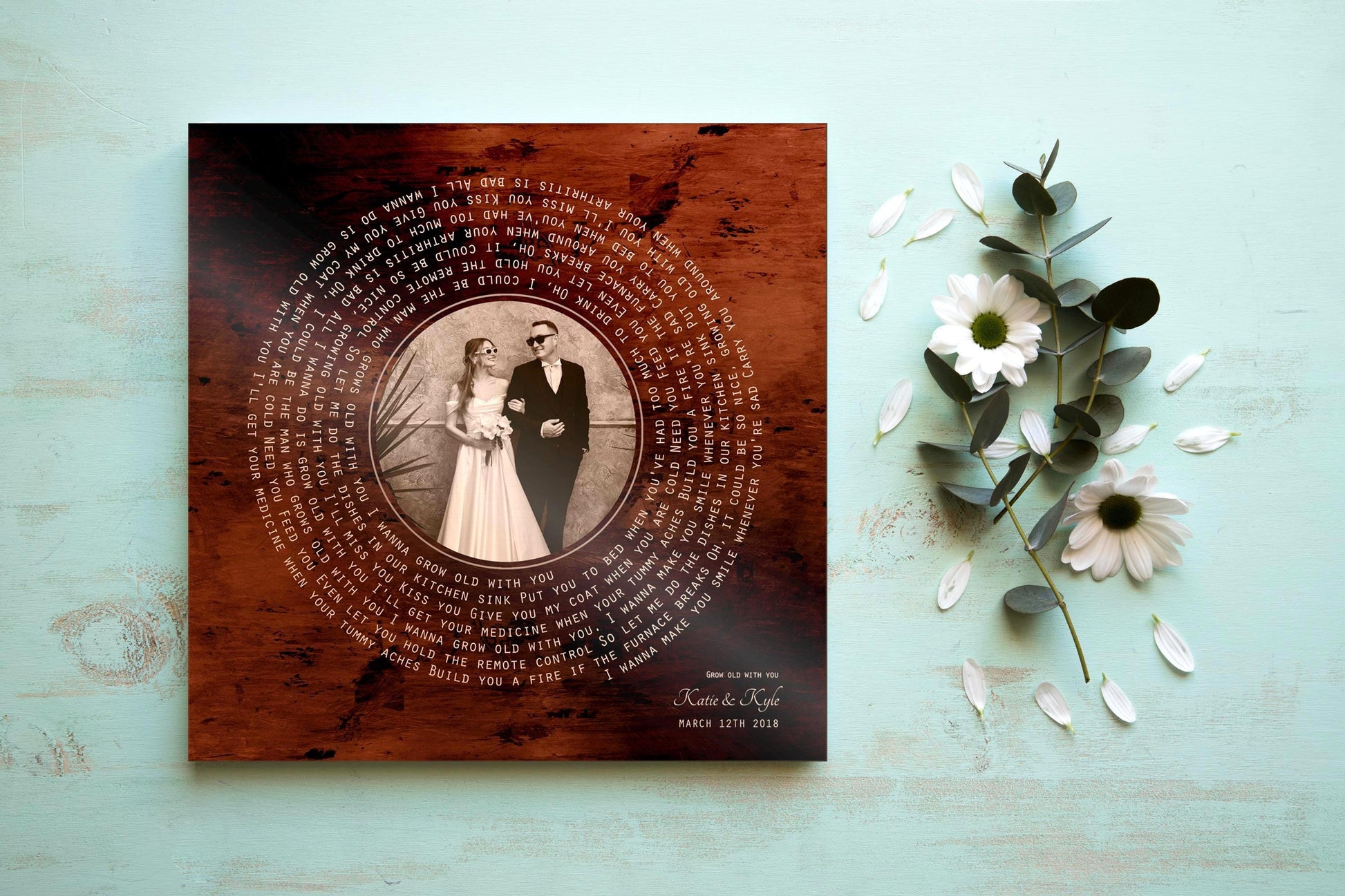 Burnished Bronze LP Record Song and Photo Art - HoneycombProverbs - Signs - Bronze Vinyl Record Art