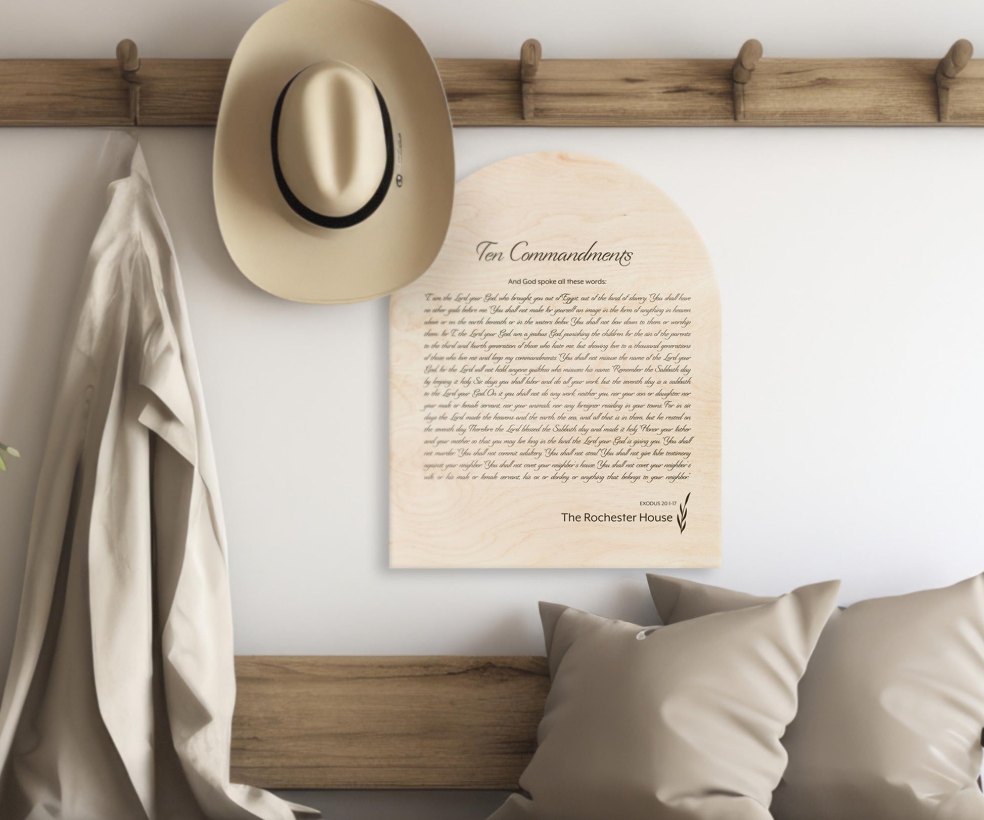 Personalized 10 Commandments Wood Plaque, Arched Christian Wall Art, Family Name Sign - HoneycombProverbs - Signs - Christian Wall Art