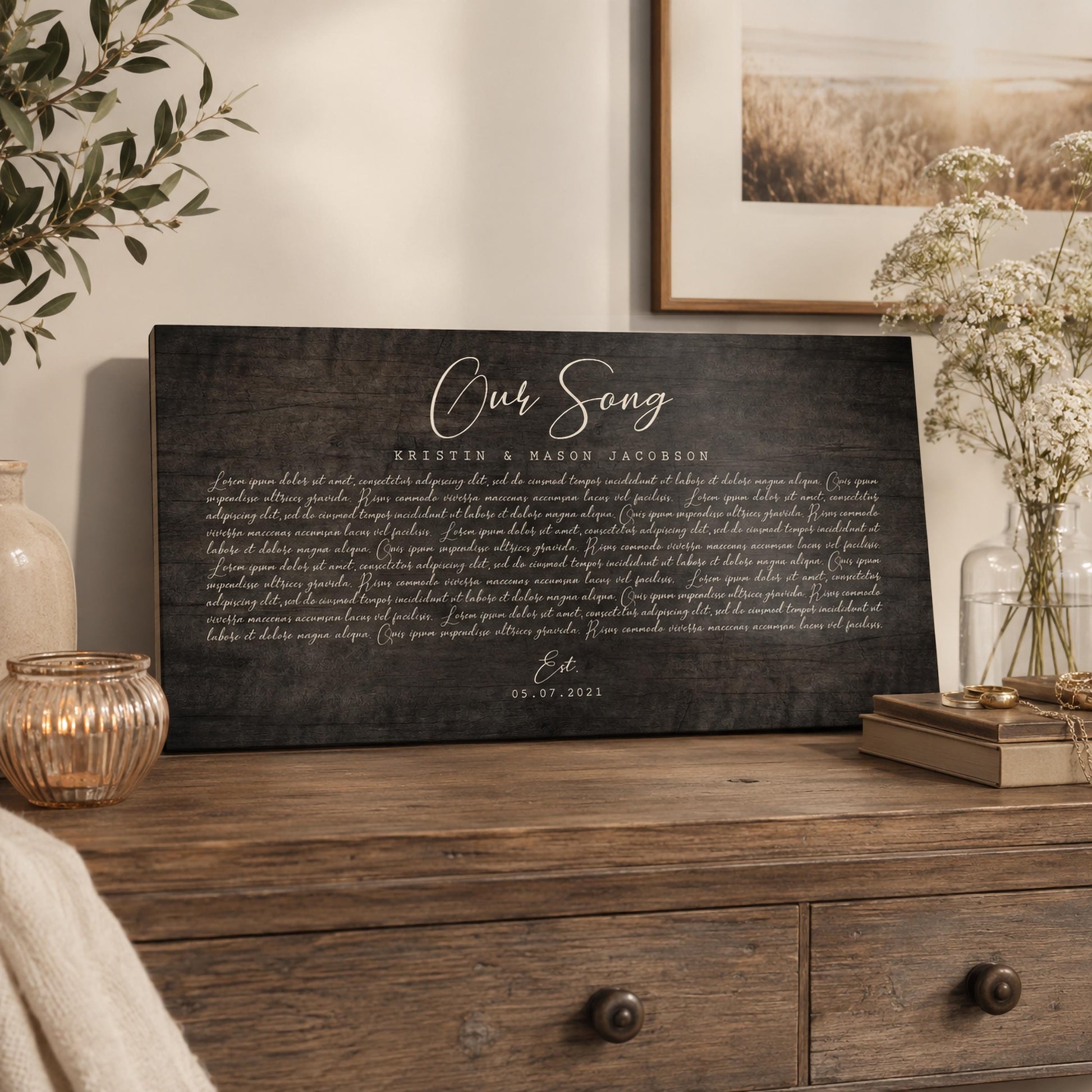 Rustic Anniversary Wooden Song Lyric Sign - HoneycombProverbs - Signs - 5 year anniversary gifts