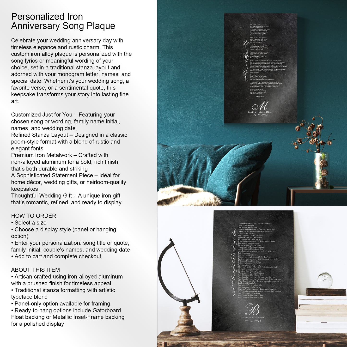 Monogrammed Iron First Dance Song Sign