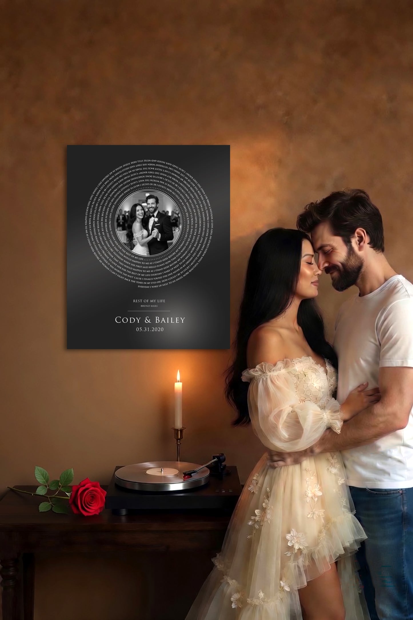 Our Song on Iron; Iron anniversary gift for him, 6th Year Anniversary Gift for her, record art, with photo