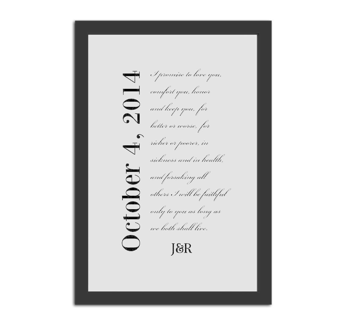 Wedding Date and Vow Art - Fine art and canvas personalized anniversary and inspirational gifts