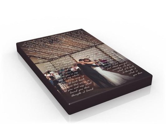 12x18 Photos with Vows on Canvas - Fine art and canvas personalized anniversary and inspirational gifts