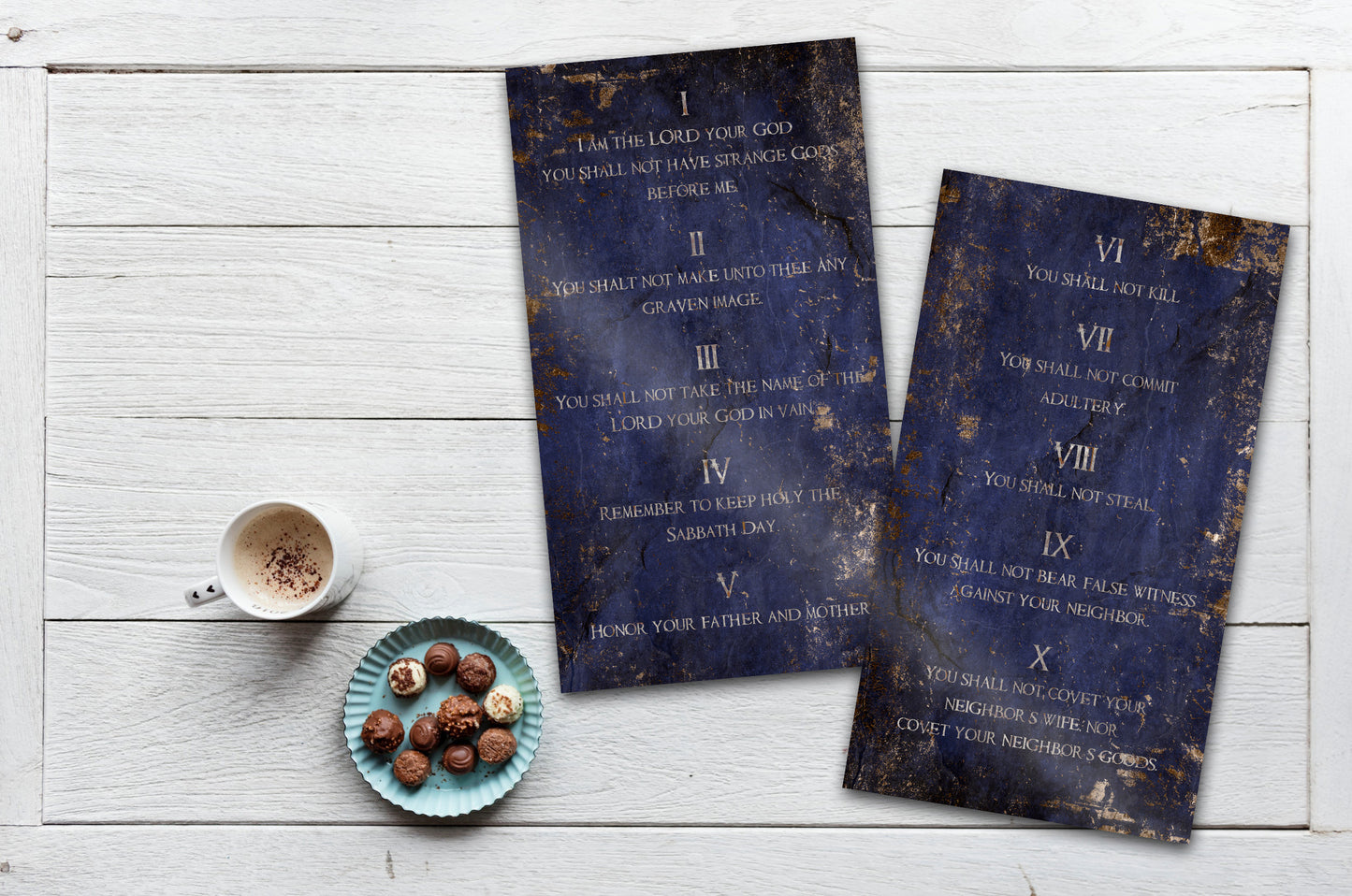 Saphire-Stone Inspired, Ten Commandments Metal Tablets