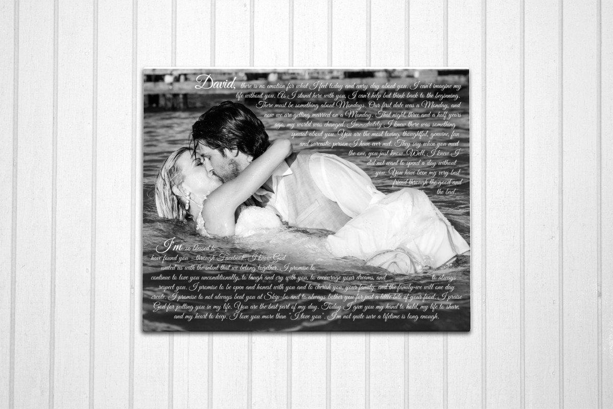 16x20 Wedding Vow Photo Canvas - Fine art and canvas personalized anniversary and inspirational gifts
