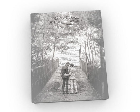 12x18 Photos with Vows on Canvas - Fine art and canvas personalized anniversary and inspirational gifts