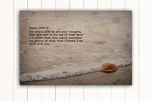 Wood Inspired Scripture Art: Psalm 139:17-18 on Canvas - Hunnycomb Proverbs - Wedding gift ideas - paper anniversary gifts 