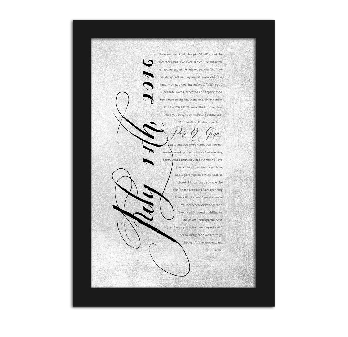 Wedding Date and Vow Art - Fine art and canvas personalized anniversary and inspirational gifts