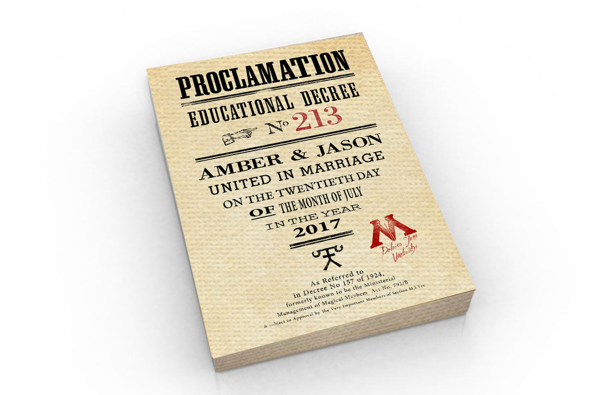 Proclamation Sign: Custom Gift for Wizards - Hunnycomb Proverbs - Wedding gift ideas - paper anniversary gifts 
