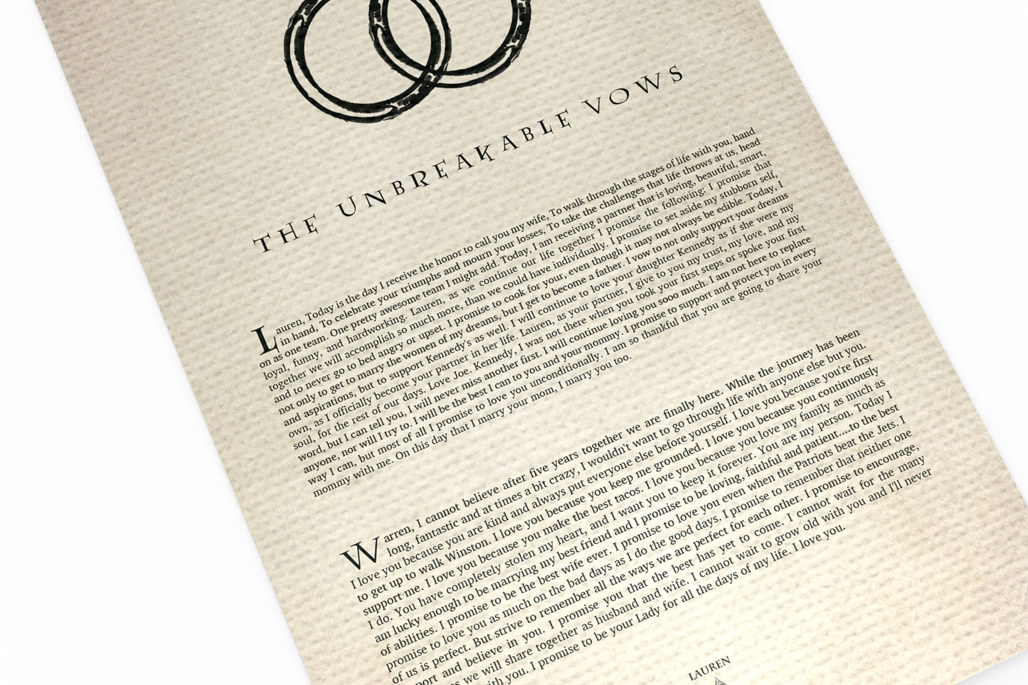 Wedding Vow Art: The Unbreakable Vow Bookpage - Hunnycomb Proverbs - Wedding gift ideas - paper anniversary gifts 