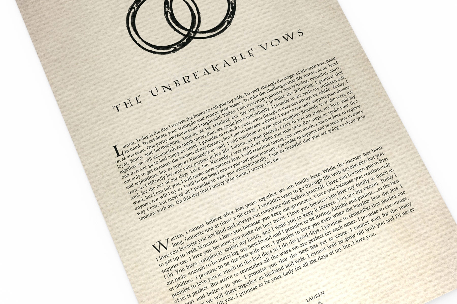 Wedding Vow Art: The Unbreakable Vow Bookpage - Hunnycomb Proverbs - Wedding gift ideas - paper anniversary gifts 