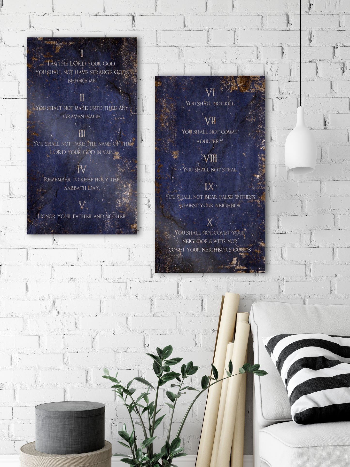 Saphire-Stone Inspired, Ten Commandments Metal Tablets